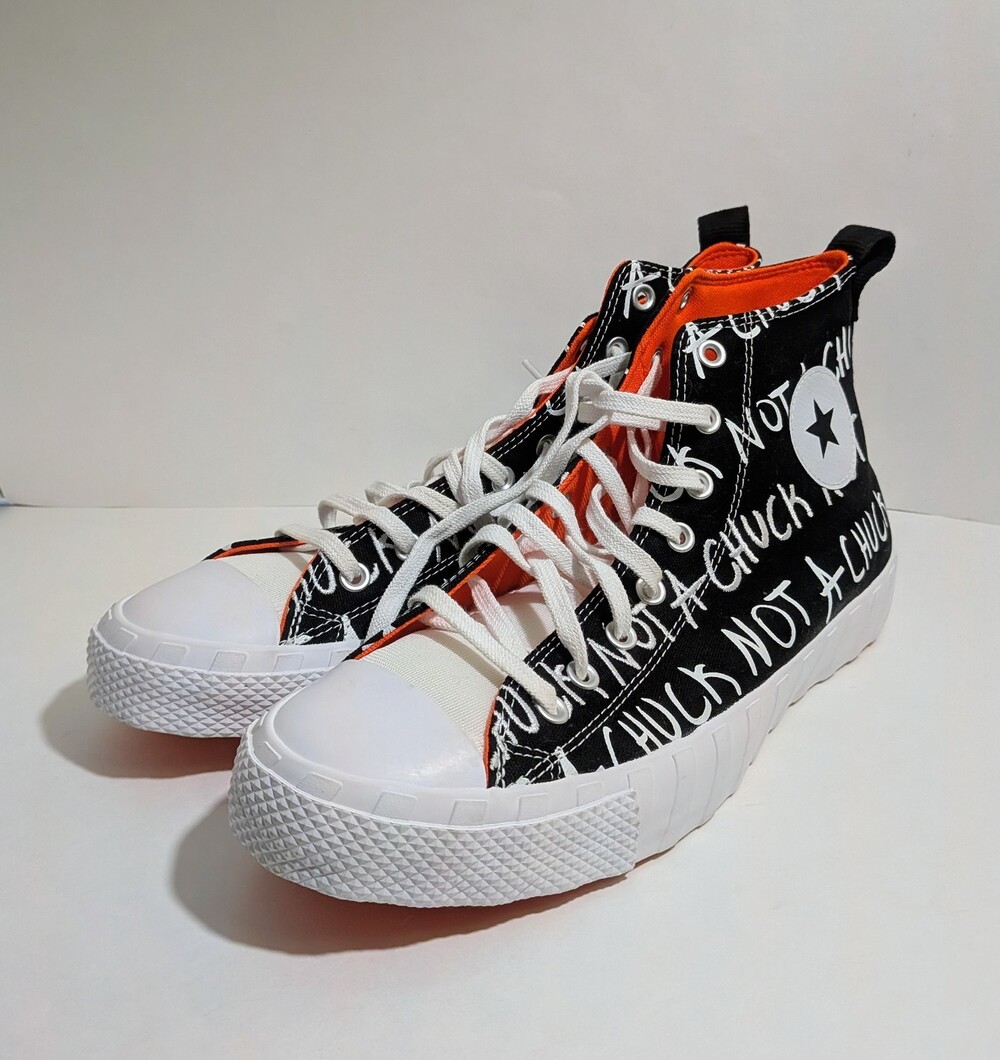 Converse UNT1TL3D Not A Chuck High Black White Men Size 12 Graffiti Sneakers